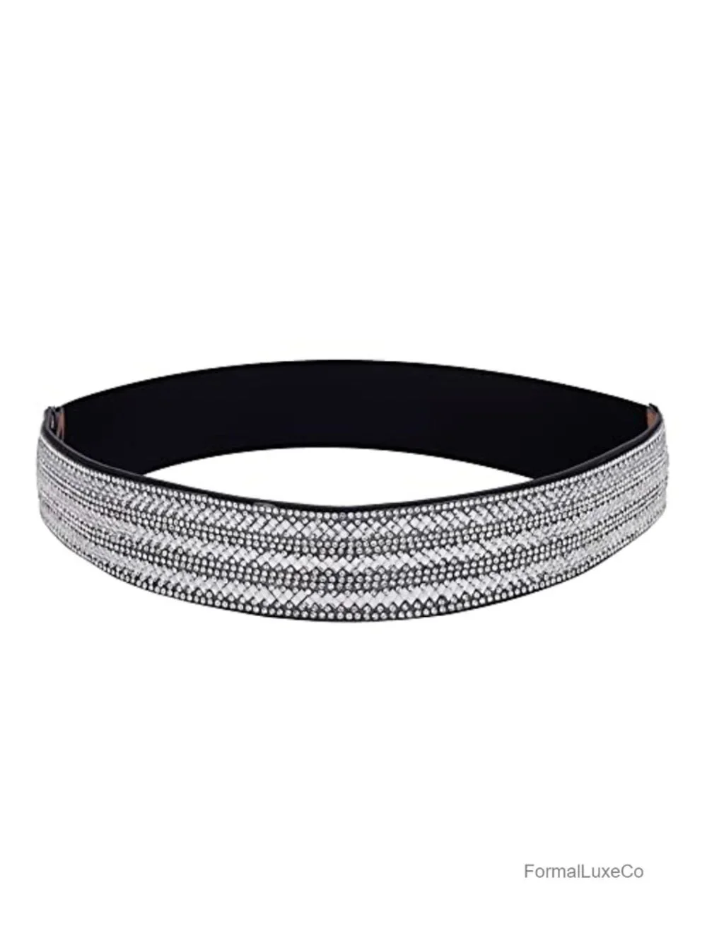Crystal Rhinestone Wide Waist Belt Women Bling Elastic Faux Leather Wedding